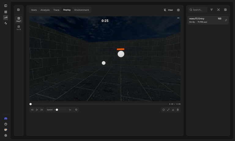 Replay viewer with playback controls for a recorded run
